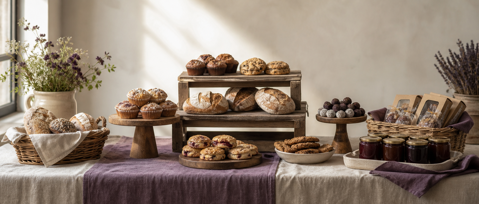 Editorial illustration for 8 Farmers Market Display Ideas for Home Bakers in 2026