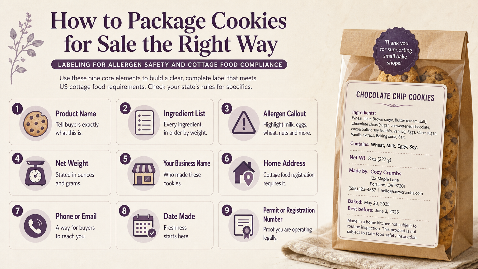 Editorial illustration: Labeling for Allergen Safety and Cottage Food Compliance