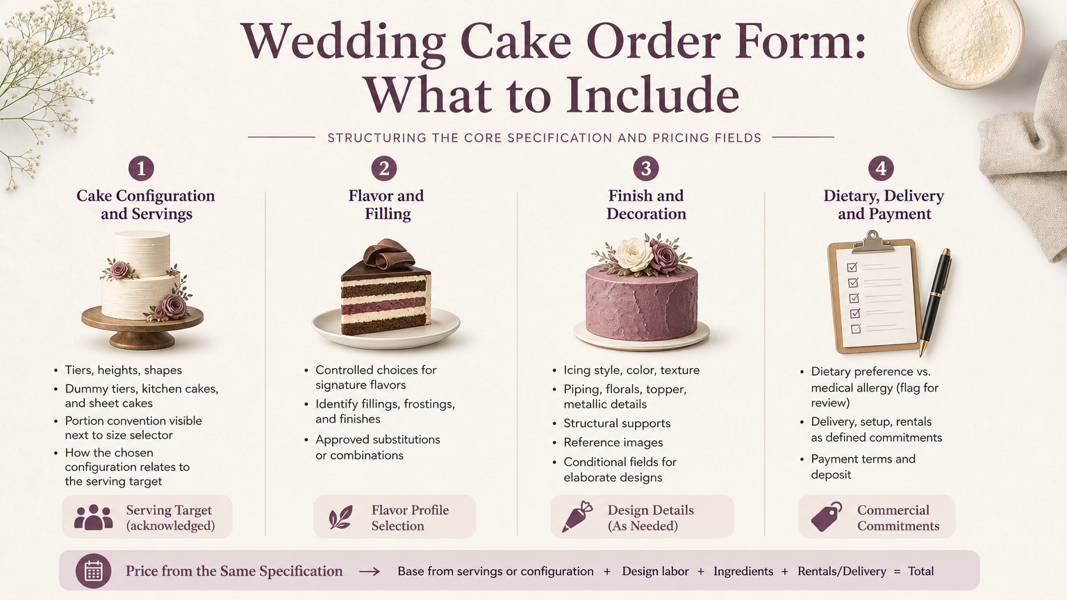 Editorial illustration: Structuring the Core Specification and Pricing Fields